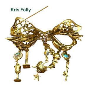Kris Folly Brooch Gold Bow Brooch
